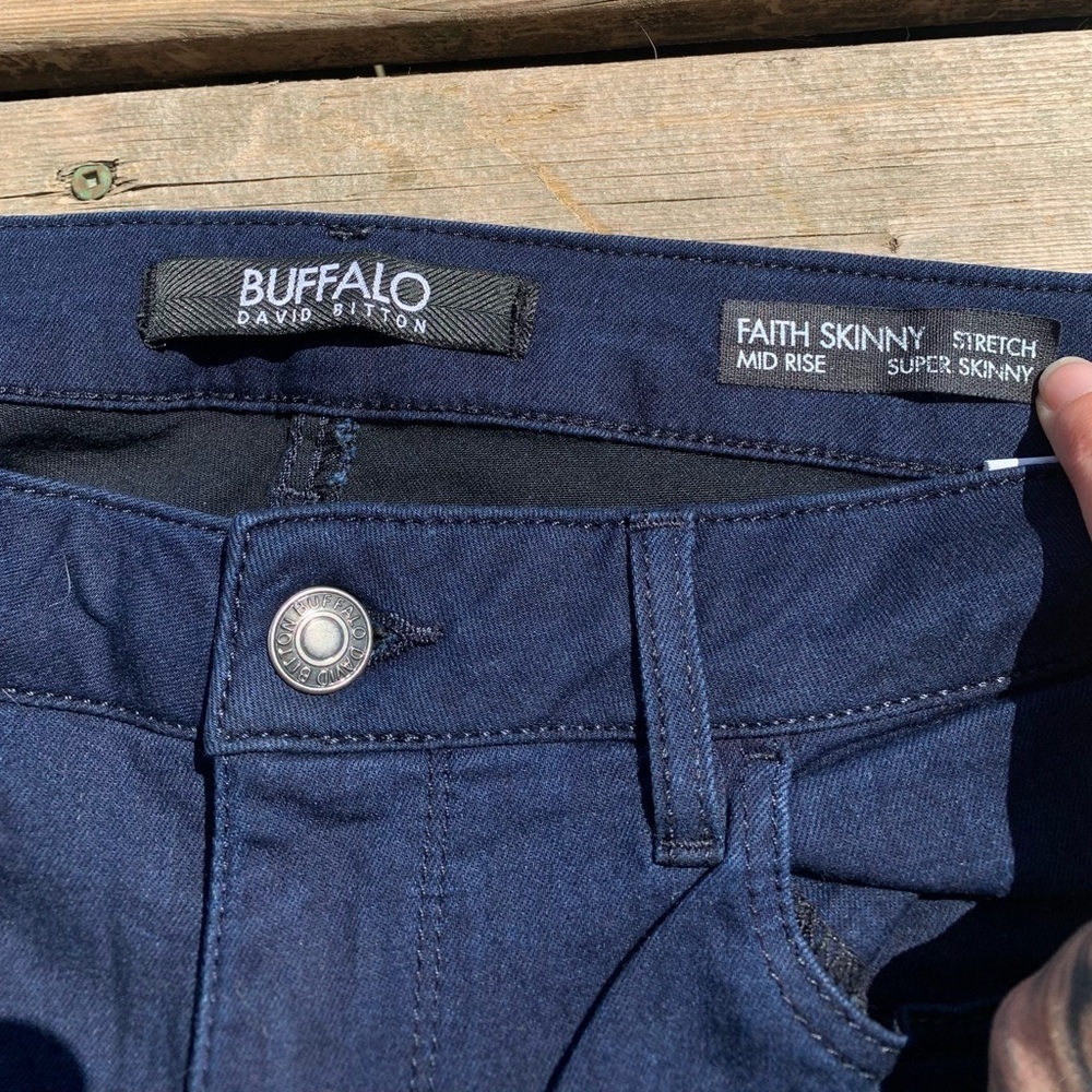 💜 Buffalo Faith Skinny Mid Rise Stretch Super Skinny Blue Jeans Size 29 - Picture 6 of 10
